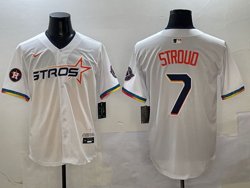 Men Houston Astros #7 Stroud White Fourth generation Joint Name Nike 2025 MLB Jersey style 9->houston astros->MLB Jersey
